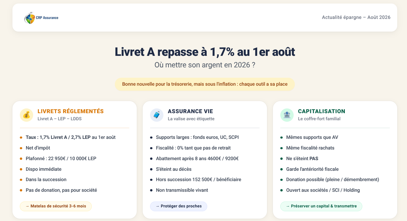 Assurance vie, Contrat de capitalisation, Livret A / LEP : on ne joue pas dans la même cour